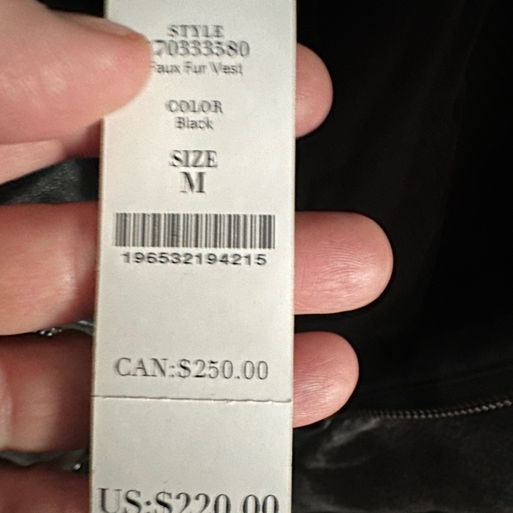 White House Black Market Dark Faux Fur Vest - Picture 3 of 4